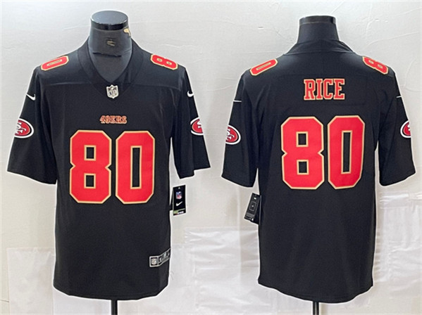 Men's San Francisco 49ers #80 Jerry Rice Black Vapor Untouchable Limited Football Stitched Jersey - Click Image to Close